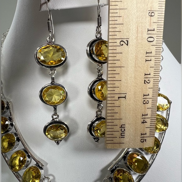 Mookaite Citrine 925 Large Gemstone Necklace & Earrings - Picture 6 of 7